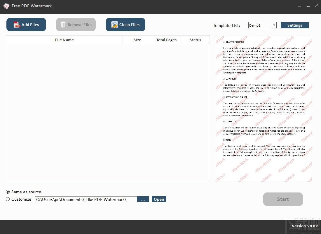 Free PDF Watermark下载,pdf添加水印工具,pdf添加水印