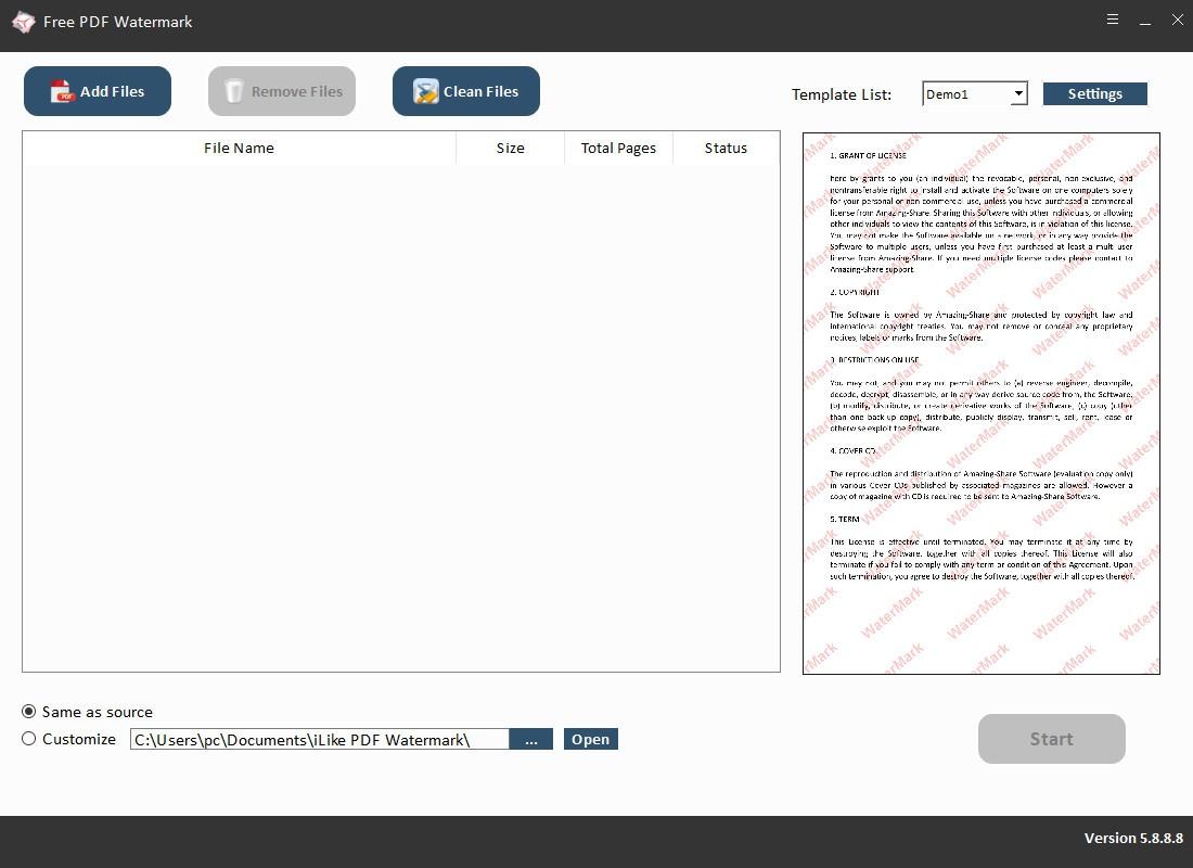 Free PDF Watermark下载,pdf添加水印工具,pdf添加水印